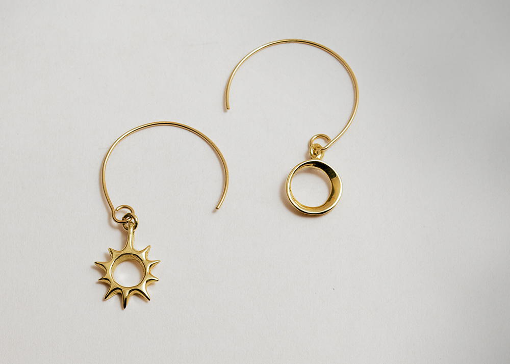 Golden Sun and Eclipse Earrings